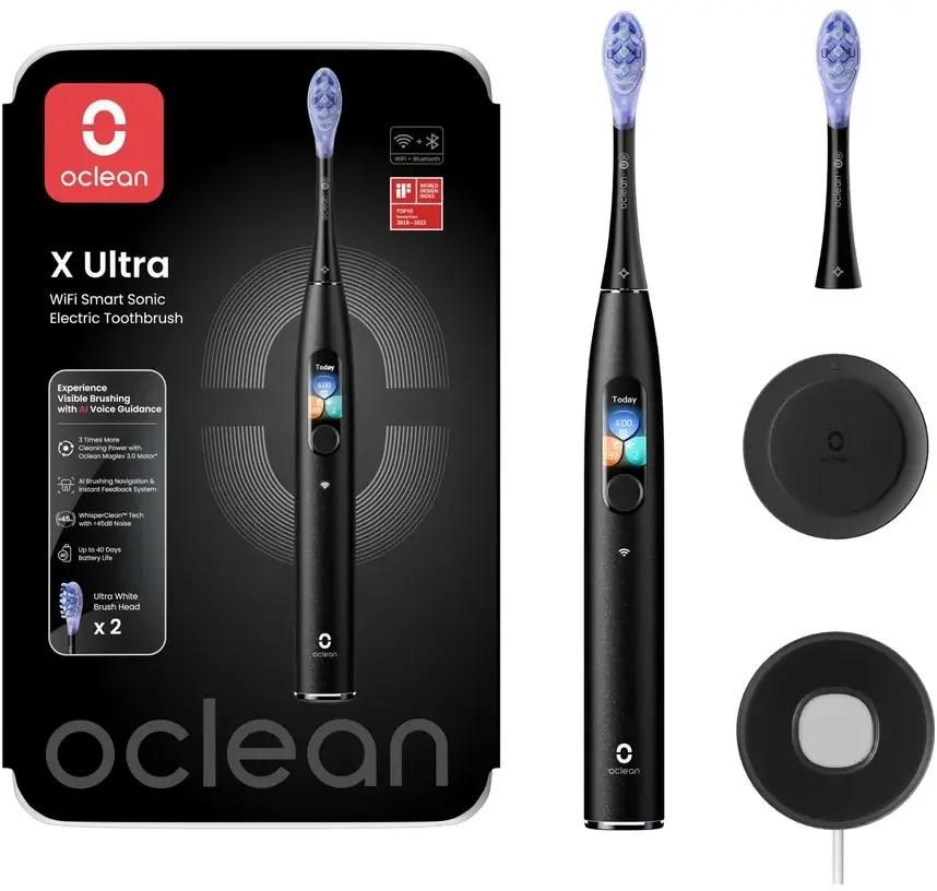 Электрическая зубная щетка OCLEAN X Ultra V8100, насадки для щётки: 2 шт, цвет: черный [c01000598]